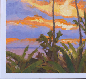 Encinitas Sunset 7" x 10 1/2" Original Oil on Huile oil paper