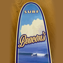 Load image into Gallery viewer, Surf Beacon's Giclée Print on Surfboard Shape