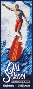 Old School Longboarder Poster 14" x 36"