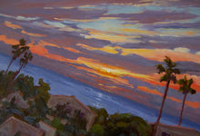 Load image into Gallery viewer, Sunset oil painting over the rooftops of Encinitas, California