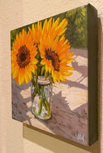 Load image into Gallery viewer, Sunflowers in a Jar Giclée on Canvas
