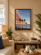 Load image into Gallery viewer, Cardiff by the Sea Sunset - 22" x 31" original oil on linen board
