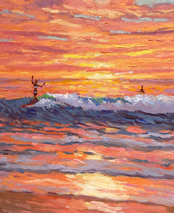 Sunsets in Paradise 2 - 9" x 19" Original Oil on canvas board