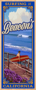 Surfing at Beacon's Giclée on Canvas