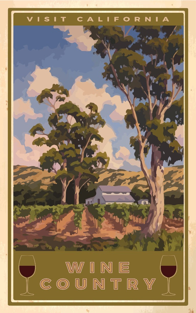 Classic California Wine Country Giclée Print on Fine Art Paper