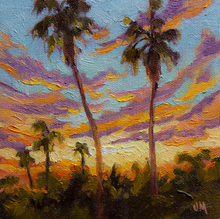 Load image into Gallery viewer, December Sunset - 6&quot; x 6&quot; Original Oil on board
