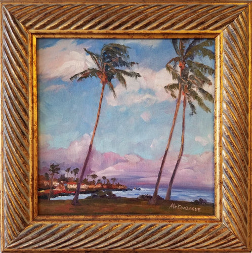 Oil painting on Linen board. Warm tropical breezes and beautiful sunset colors
