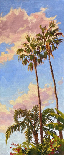 Oil painting of Palms with a setting sun. 7