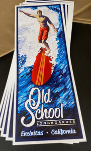 Old School Longboarder Poster 14" x 36"