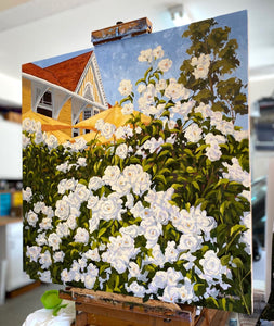 Pannikin Flowers, oil painting on canvas board 24" x 24"