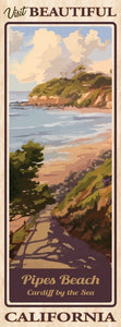 Visit Beautiful Pipes Beach Poster 14" x 36"