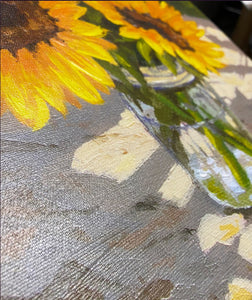 Sunflowers in a Jar Giclée on Canvas