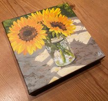 Load image into Gallery viewer, Sunflowers in a Jar Giclée on Canvas
