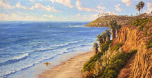 Load image into Gallery viewer, Commissioned Oil of Pipes Beach in Cardiff By the Sea California
