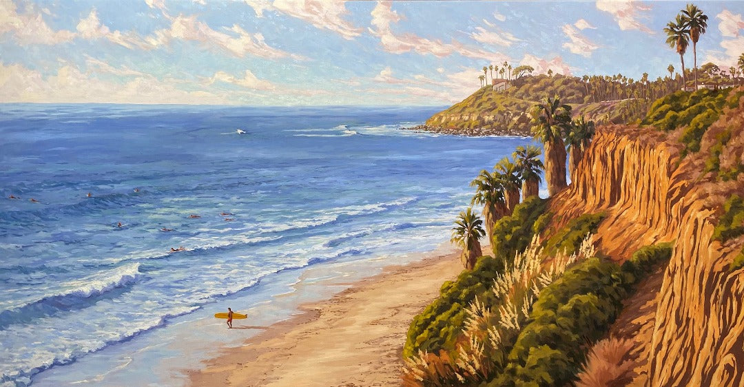 Commissioned Oil of Pipes Beach in Cardiff By the Sea California
